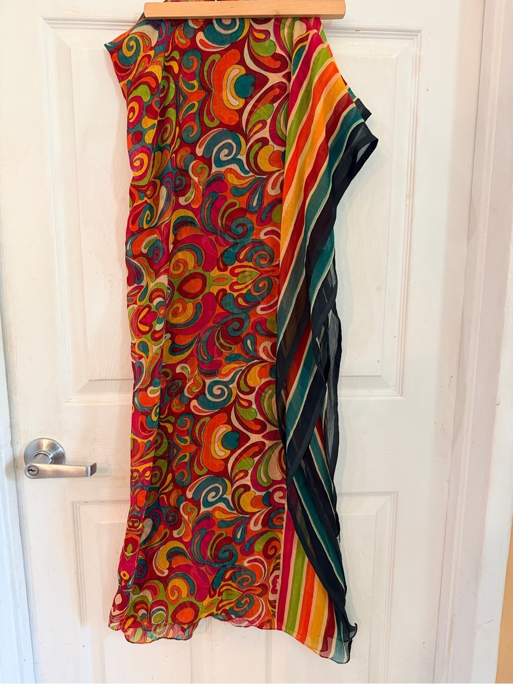 Vibrant Multi-Color Swirl & Stripe Women's Scarf